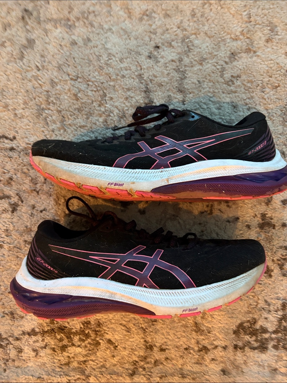 ASICS Women's Black and Pink Athletic Running Shoes